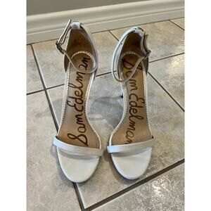 Sam Edelman Arielle White Ankle Strap Stiletto Dress 5” Heels Size 10
